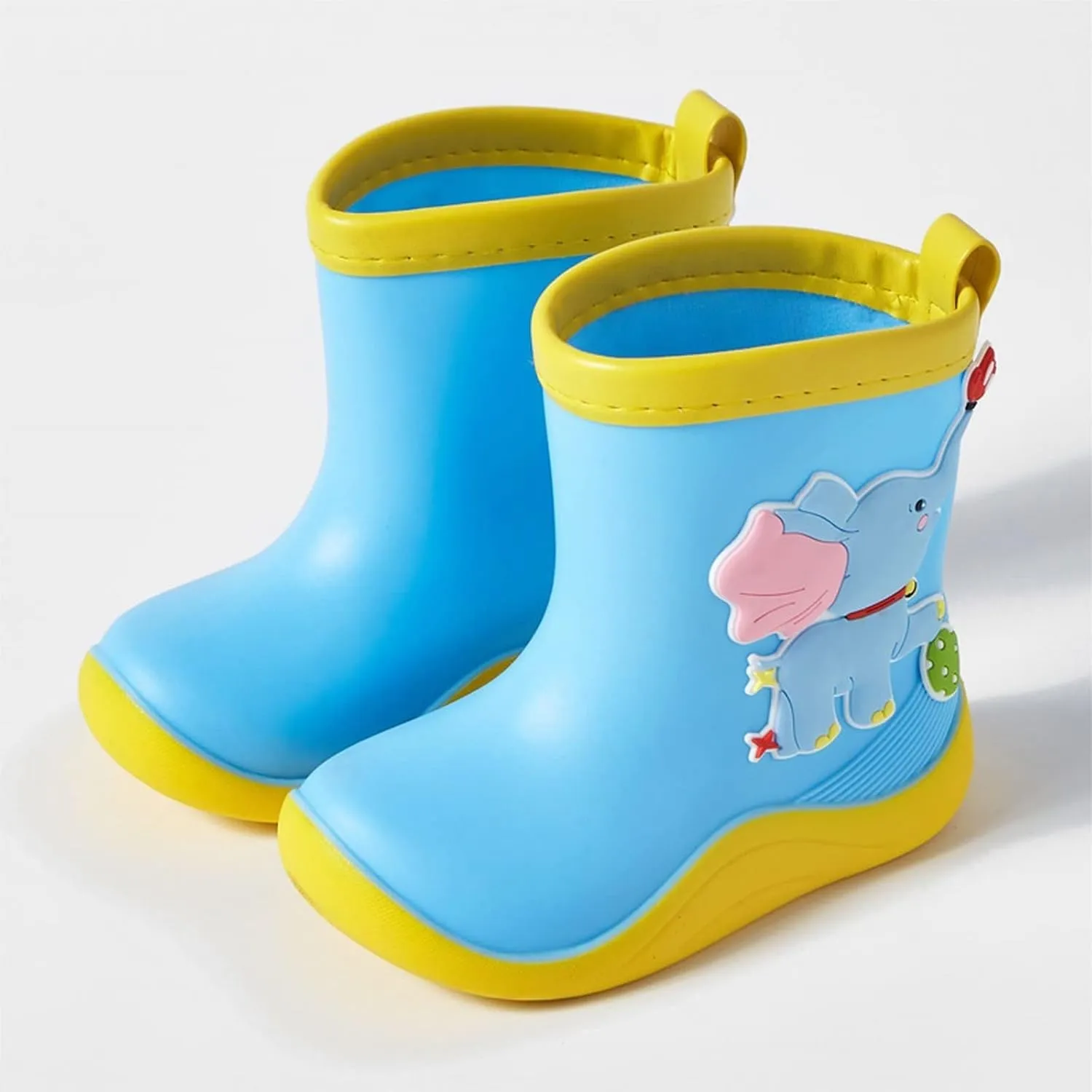 Kids Rain Boots Toddler Cute Cartoon Rain Shoes Infant Waterproof Rubber Mud Boots for Girls Boys with Handles