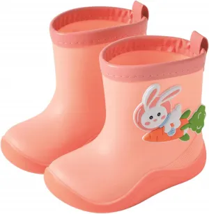 Kids Rain Boots Toddler Cute Cartoon Rain Shoes Infant Waterproof Rubber Mud Boots for Girls Boys with Newborn Booties