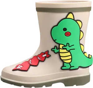 Kids Toddler Rain Boots for Girls Boys Dinosaur Cartoon Patterns Waterproof Rain Shoes Boot with Non Slip Sole