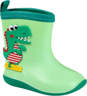 Kids Waterproof PVC Rain Boots Featuring Cute Dinosaur Toddler Girl and Boys Cute Cartoon Non Slip Rainy Shoes