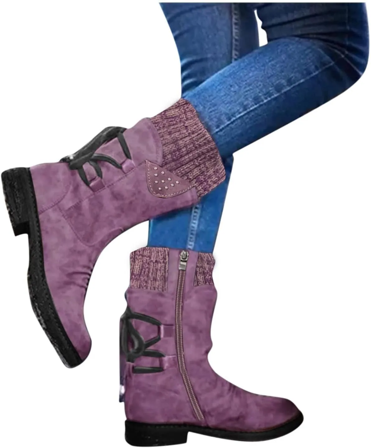 Knee High Snow Boots for Women Waterproof Non Slip Womens Tall Winter Snow Boots Snow Boots for Women Wide Waterproof Outdoor Boots Women Rubber Botas De Nieve Para Mujer Talla 4