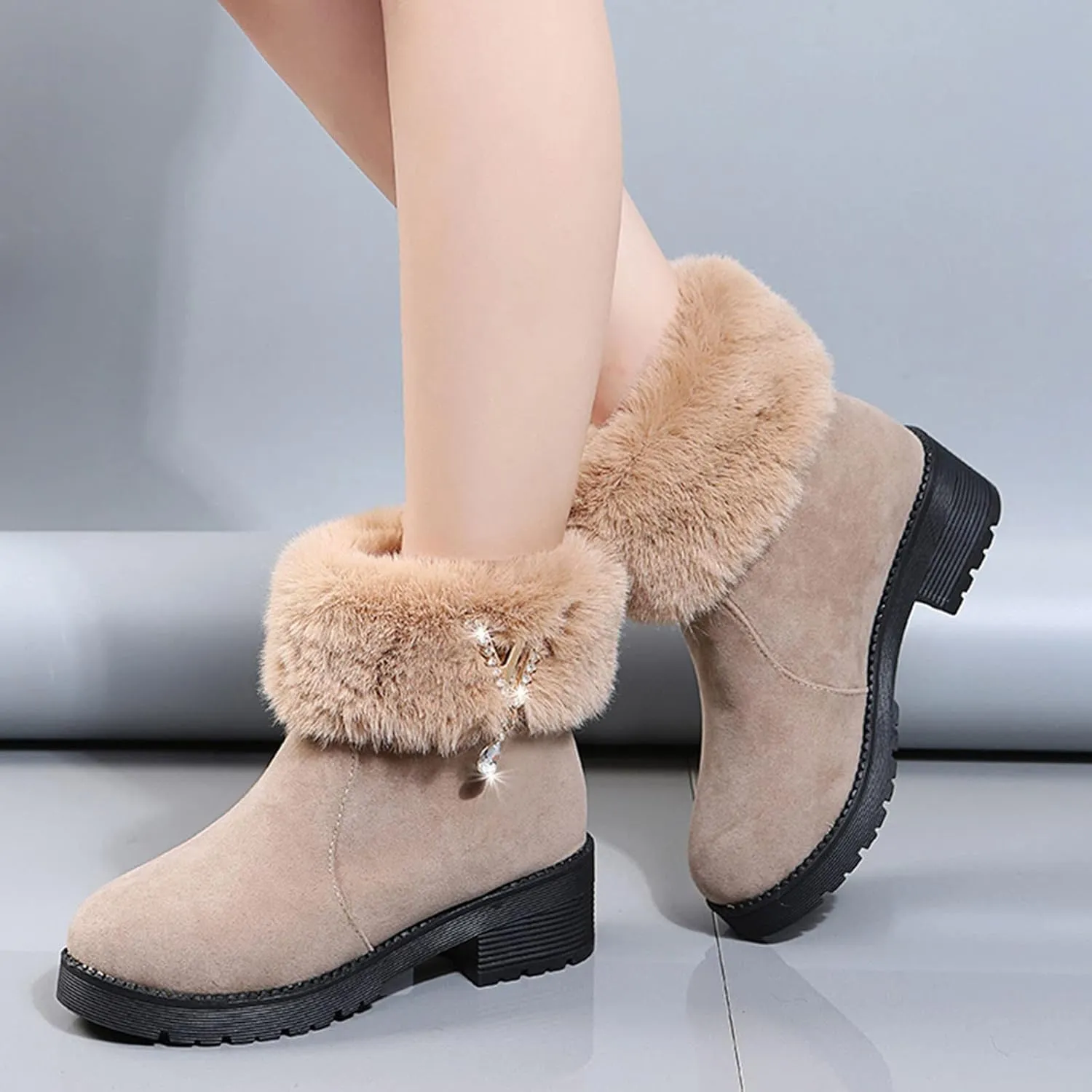 Knee High Snow Boots for Women Waterproof Non Slip Womens Tall Winter Snow Boots Snow Boots for Women Wide Waterproof Outdoor Boots Women Rubber Botas De Nieve Para Mujer Talla 4
