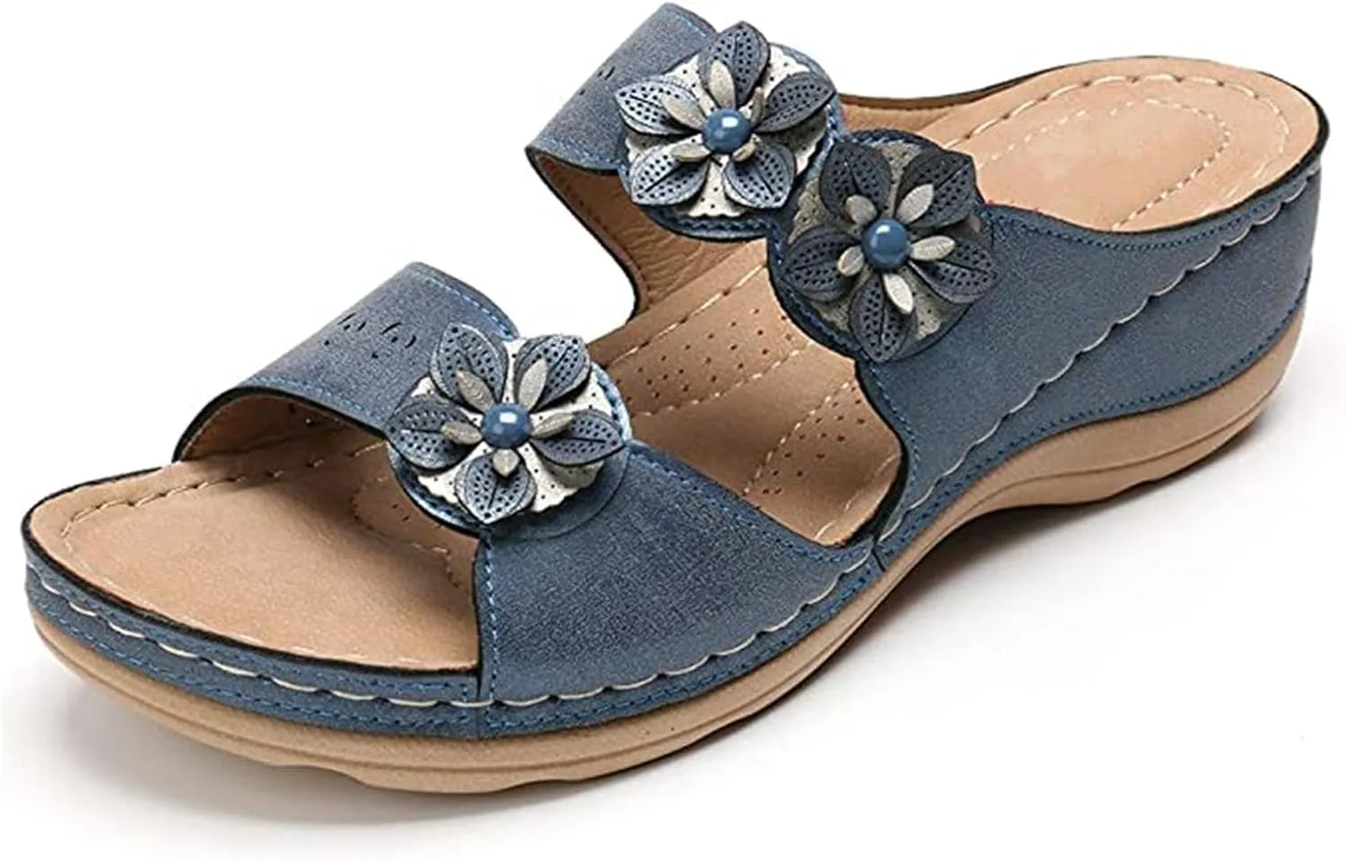 Ladmiple Sandals Women Dressy Summer Flat Arch Support Comfort Walking Open Toe Orthotic Slides Orthopedic Flip Flops 2024