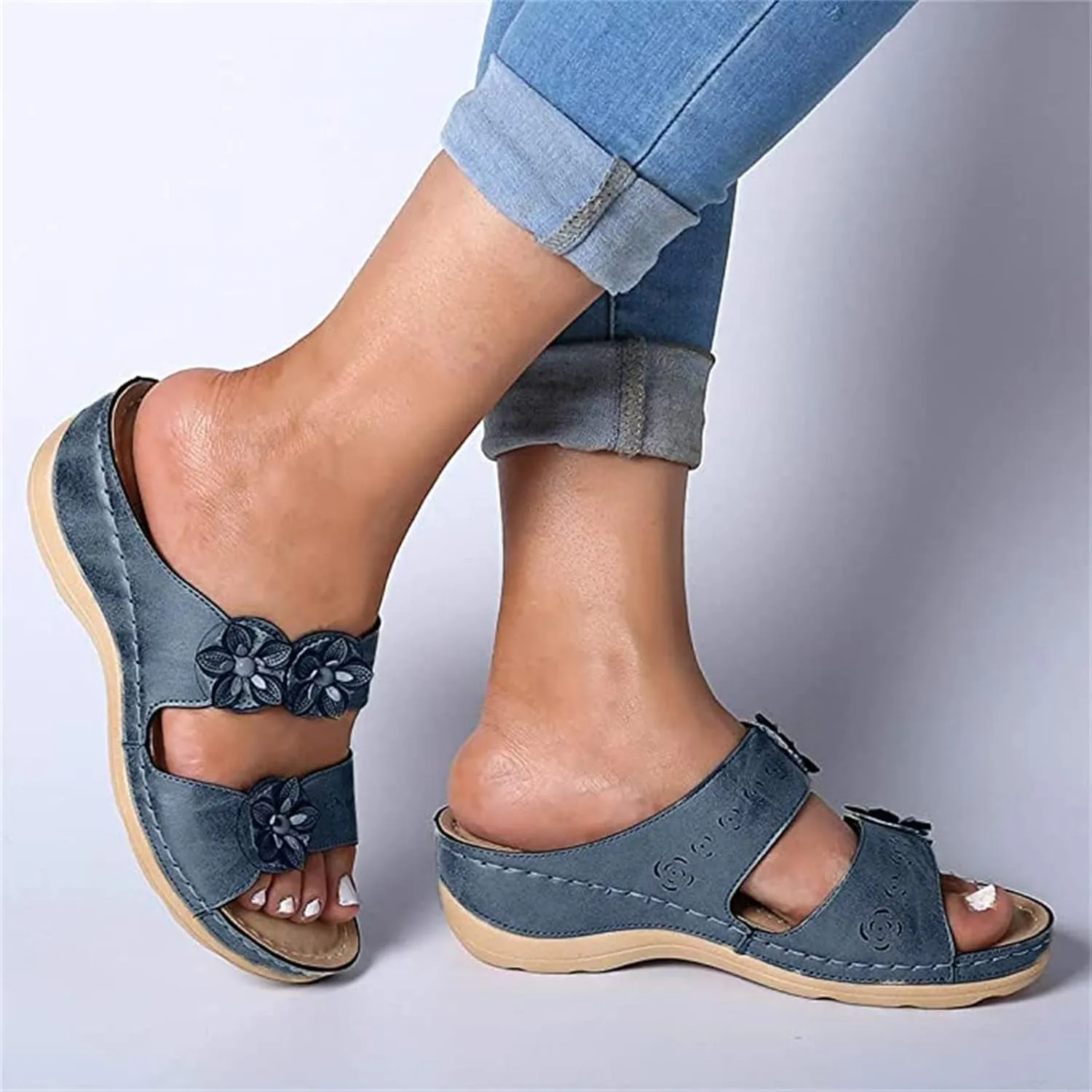 Ladmiple Sandals Women Dressy Summer Flat Arch Support Comfort Walking Open Toe Orthotic Slides Orthopedic Flip Flops 2024