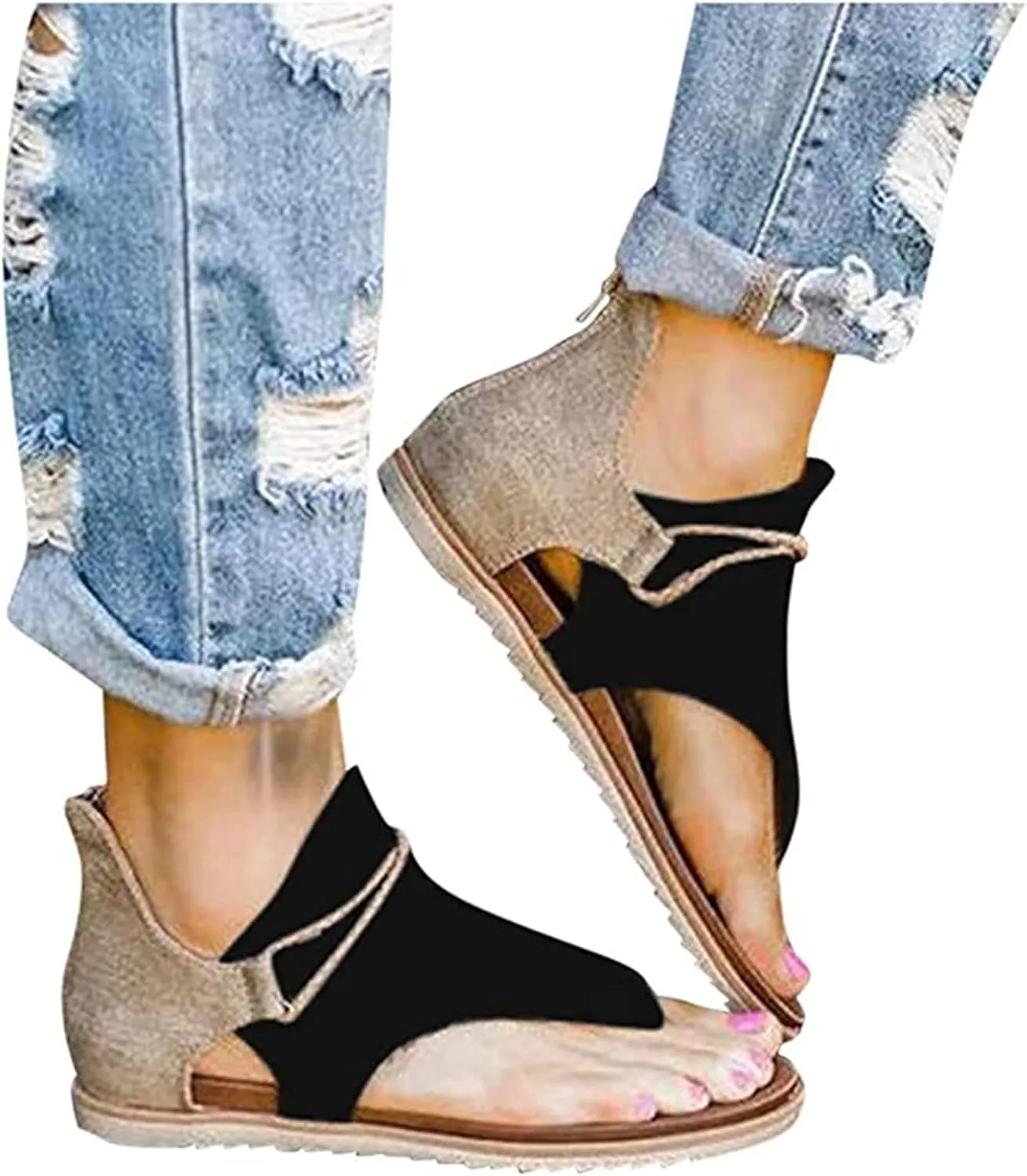 Ladmiple Sandals Women Dressy Summer Open Toe Flip Flops Gladiator Sandals Causal Beach Travel Platform Slippers Shoes