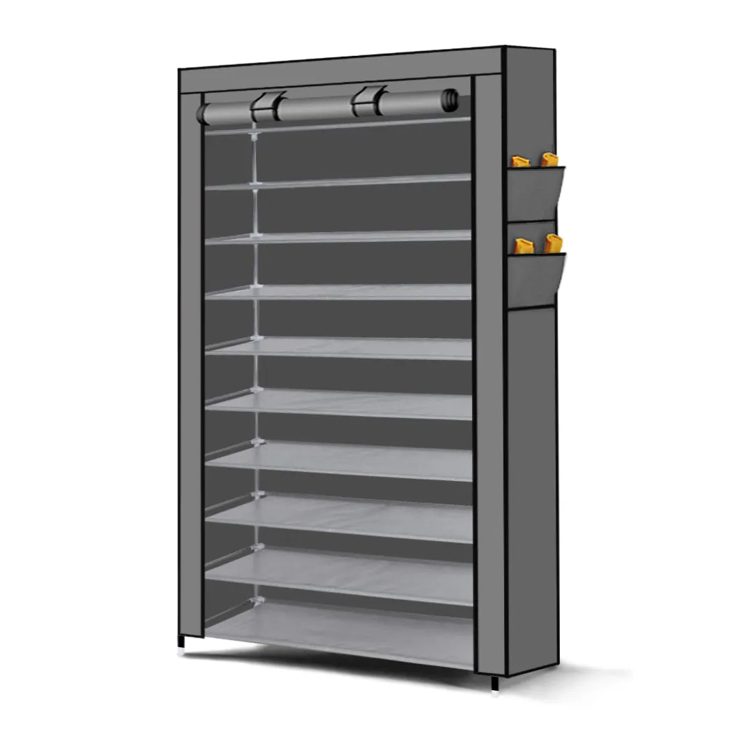 Levede 10 Tier Shoe Rack Portable Storage Grey