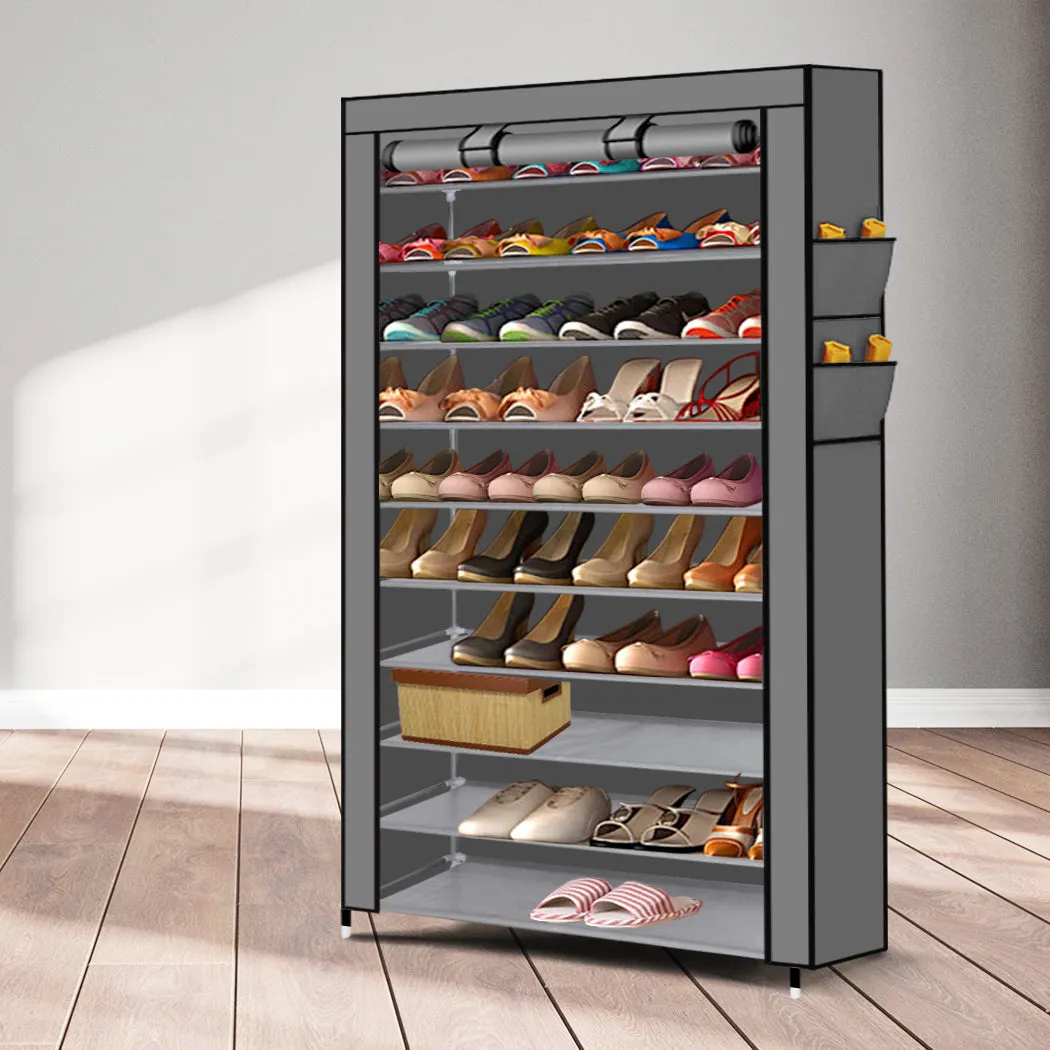 Levede 10 Tier Shoe Rack Portable Storage Grey
