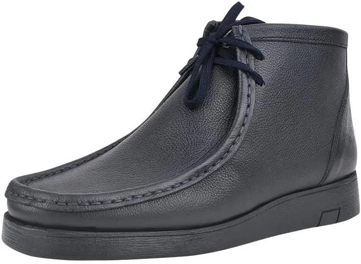 LIBERTYZENO Mens Moccasin Toe Desert Boots Genuine Leather Adults Lace Up Casual Chukka Boot Shoes for Prom Graduation