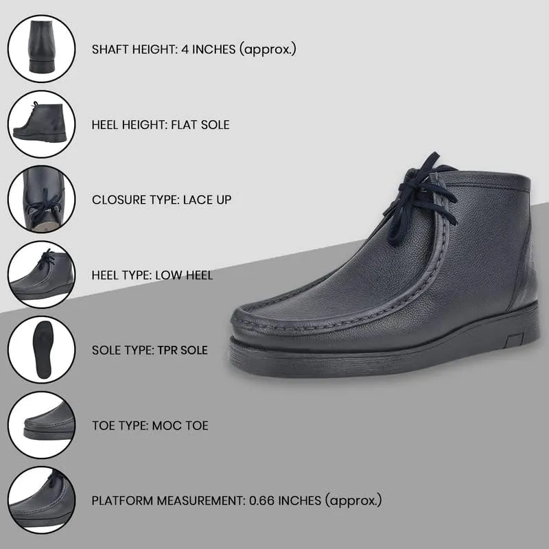LIBERTYZENO Mens Moccasin Toe Desert Boots Genuine Leather Adults Lace Up Casual Chukka Boot Shoes for Prom Graduation