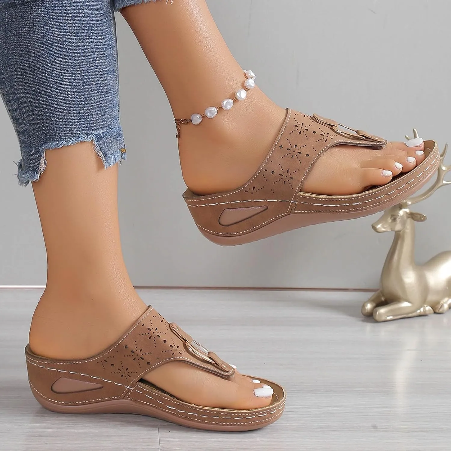 Low Wedge Sandals for Women Dressy Comfortable Orthopedic Sandals with Arch Support Summer Beach Sandals Flip Flops