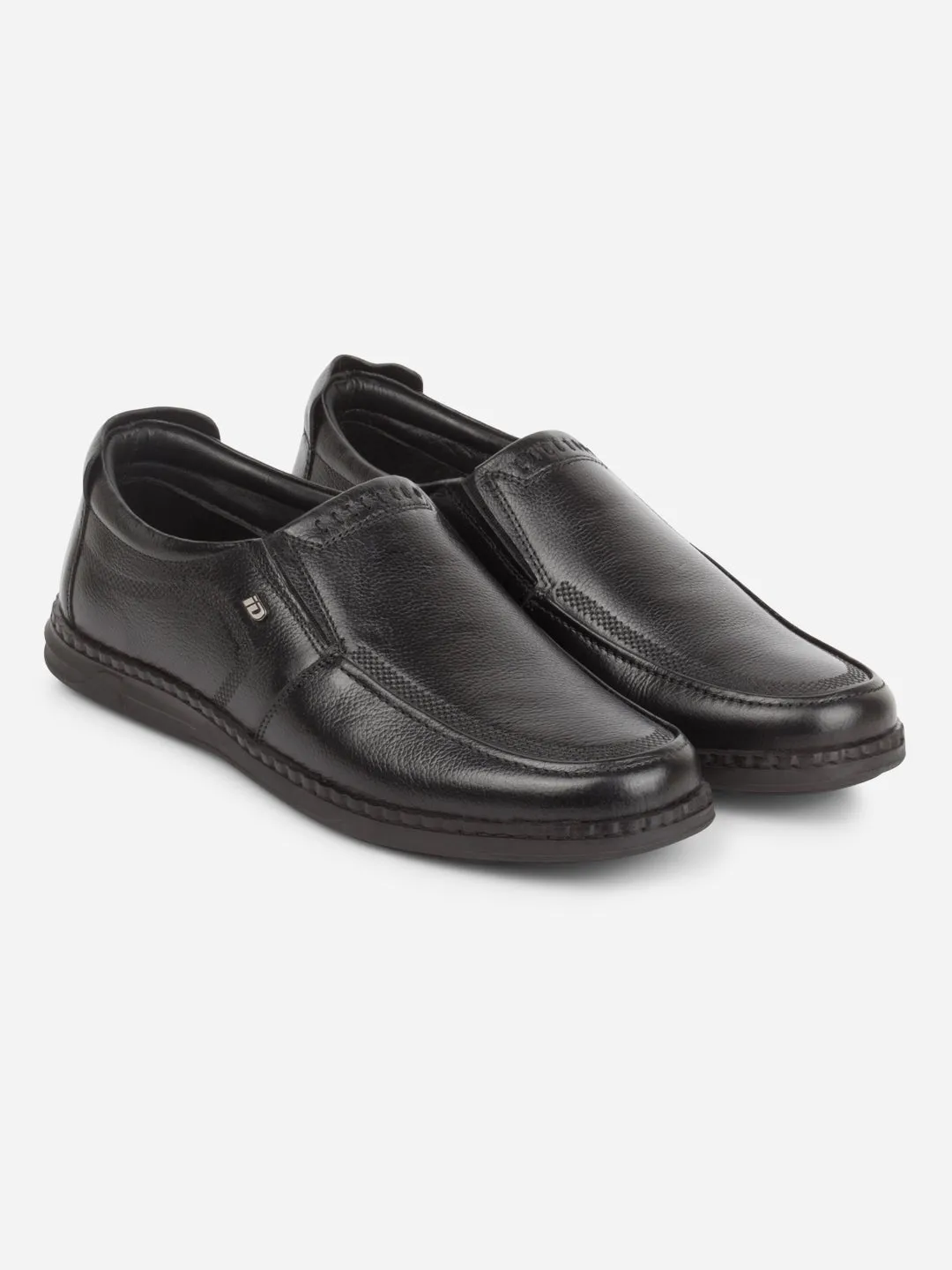 Men's Black Round Toe Slip On Semi Formal (ID2253)
