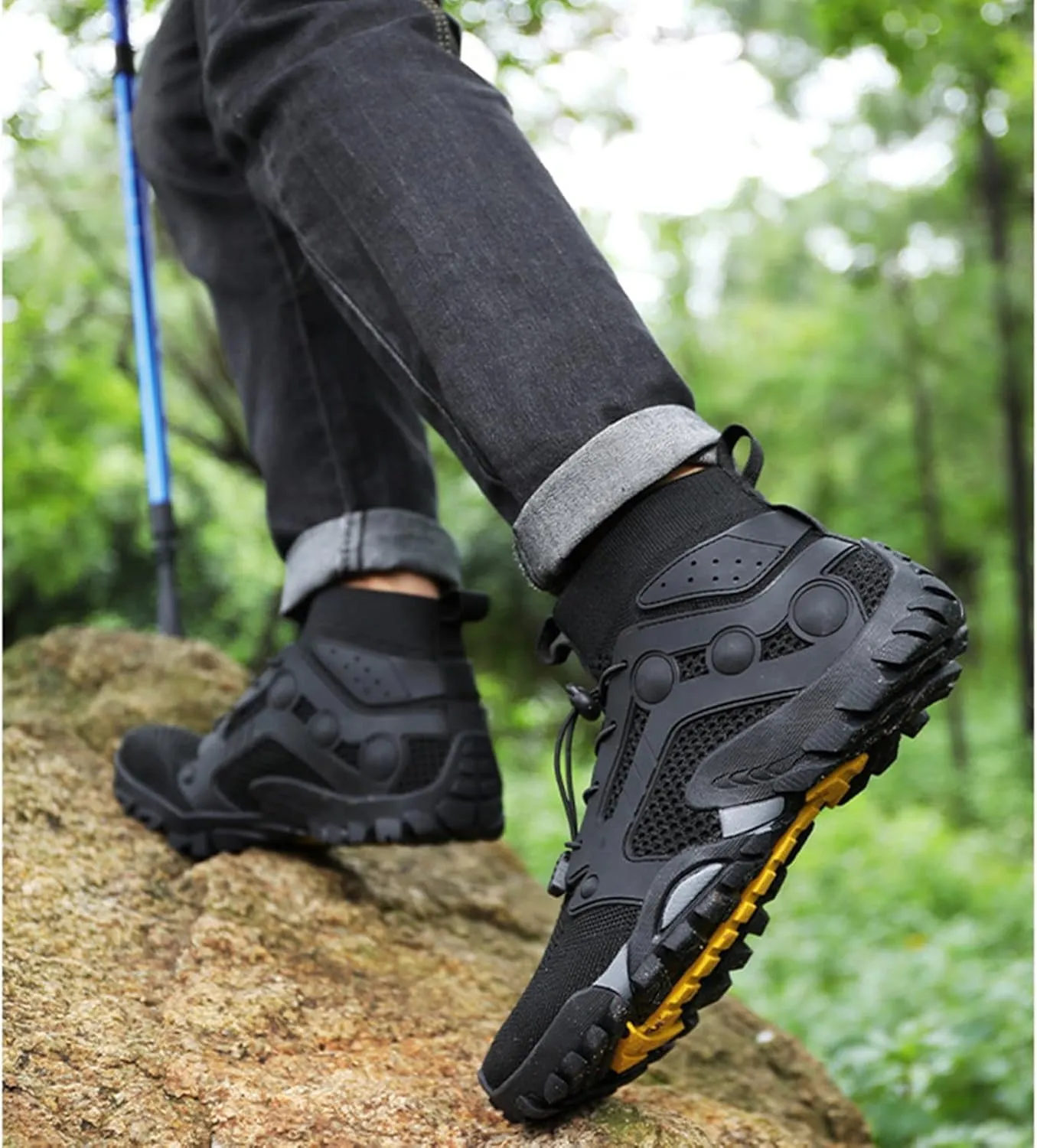 Men's Breathable Outdoor High Rise Hiking Shoes Non-Slip Adventure Ankle Trekking Boots