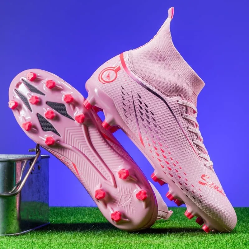 Men's High-Tops Soccer Cleats Lace-Up Adult Football Shoes Lightweight Professional Athletic Training Soccer Shoes
