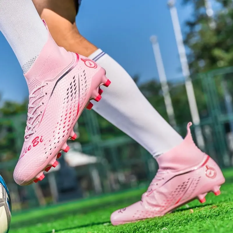 Men's High-Tops Soccer Cleats Lace-Up Adult Football Shoes Lightweight Professional Athletic Training Soccer Shoes