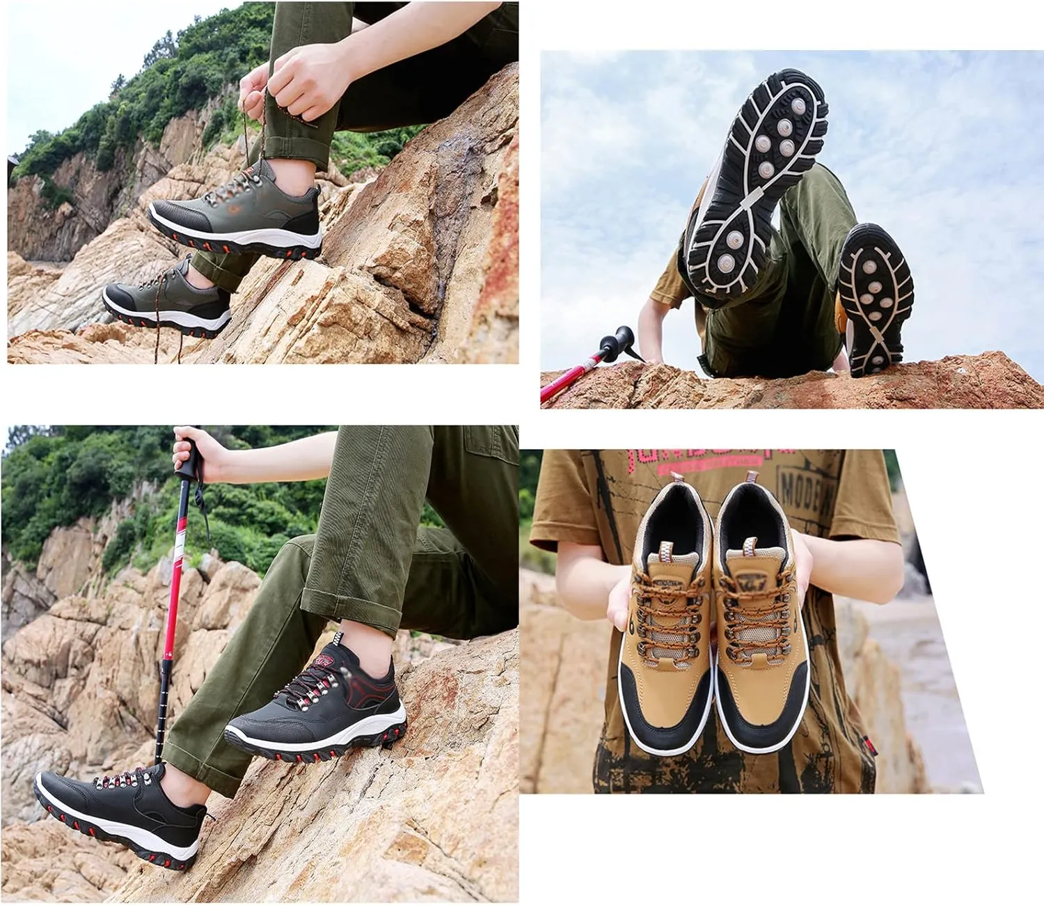 Men's Low Top Non Slip Sneakers Fashion Good Arch Support Breathable Hiking Sneakers Comfortable Breathable Hiking Shoes