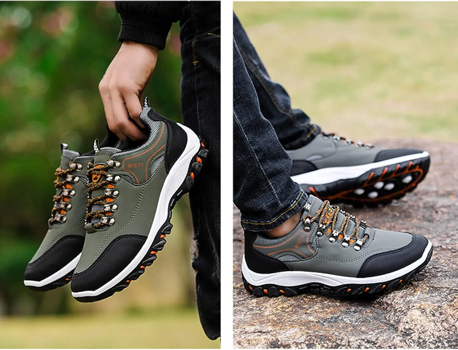 Men's Low Top Non Slip Sneakers Fashion Good Arch Support Breathable Hiking Sneakers Comfortable Breathable Hiking Shoes