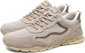 Men's Non-Slip Leather Hiking Shoes Outdoor Breathable Walking Sneakers Lightweight Trekking Training Walking Camping