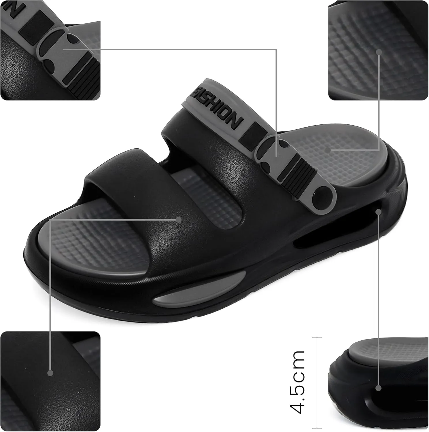 Men's Slide Sandals Indoor and Outdoor, Casual Platform Slide Sandals for Men Spring Summer, Lightweight Comfortable Cushioned Open Toe Men??s Slippers Shoes