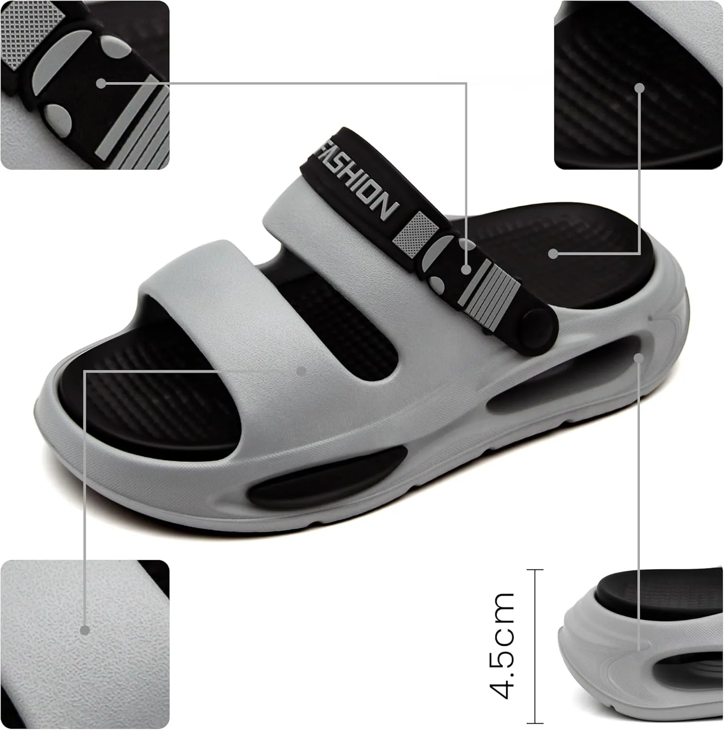 Men's Slide Sandals Indoor and Outdoor, Casual Platform Slide Sandals for Men Spring Summer, Lightweight Comfortable Cushioned Open Toe Mens Slippers Shoes