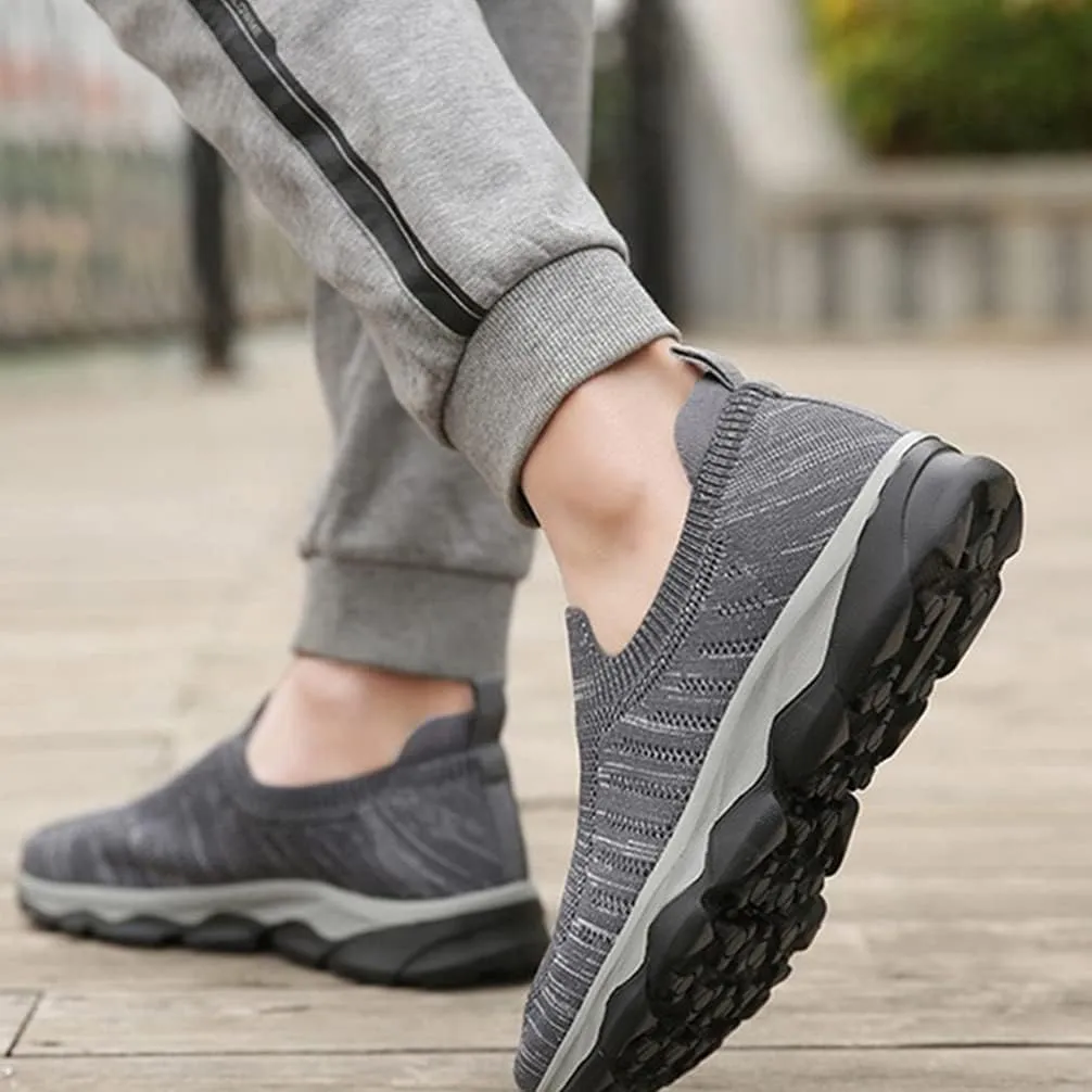 Mens Sneakers Slip on Tieless Running Shoes Mesh Trainers Breathable Gym Sports Shoes Anti Slip Climbing Walking Shoes