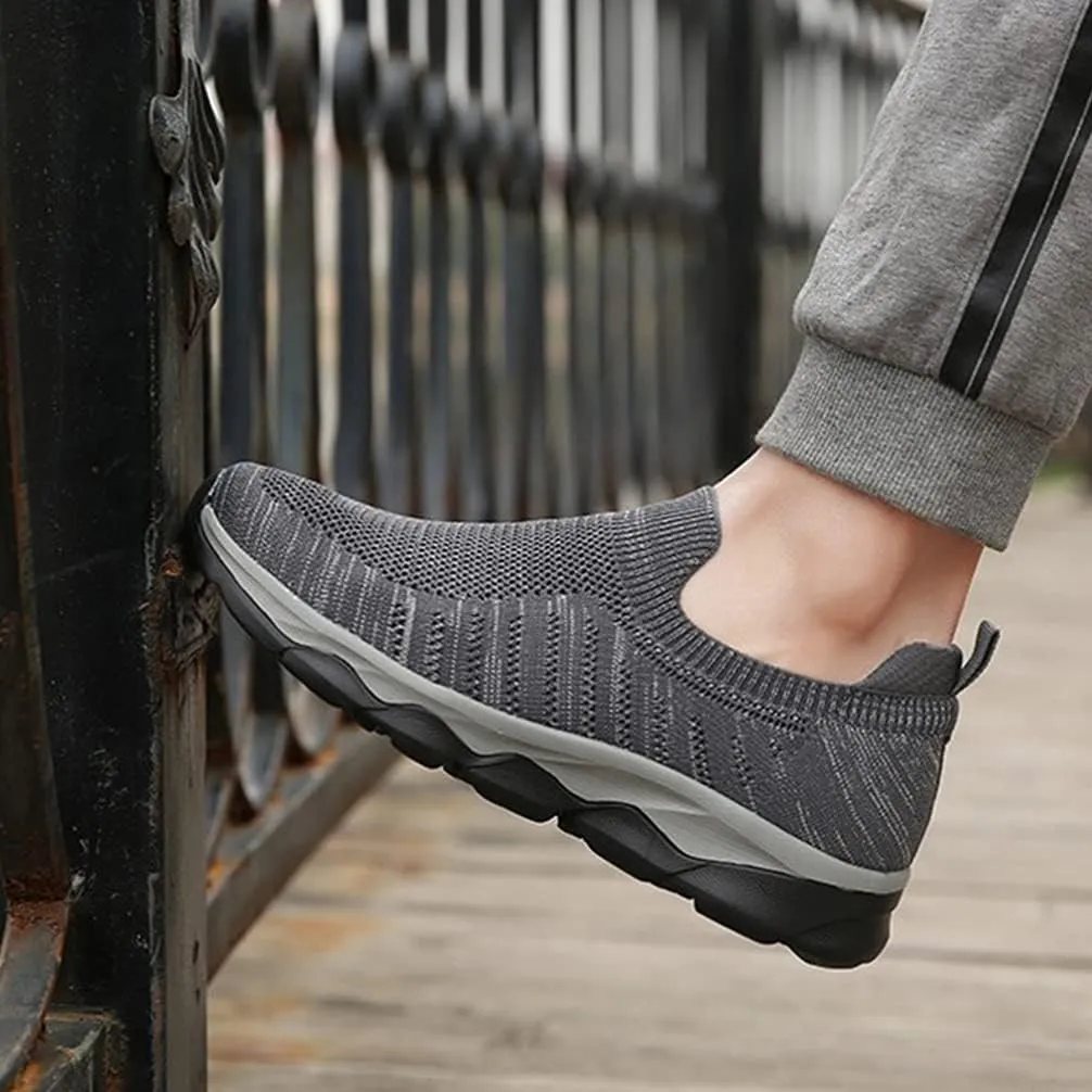 Mens Sneakers Slip on Tieless Running Shoes Mesh Trainers Breathable Gym Sports Shoes Anti Slip Climbing Walking Shoes