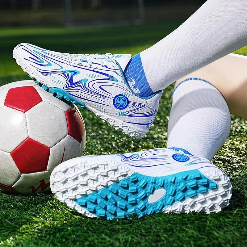 Men's Soccer Shoes Football Cleats with Lace-Up High-Tops Non-Slip Spikes
