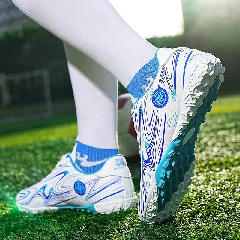 Men's Soccer Shoes Football Cleats with Lace-Up High-Tops Non-Slip Spikes