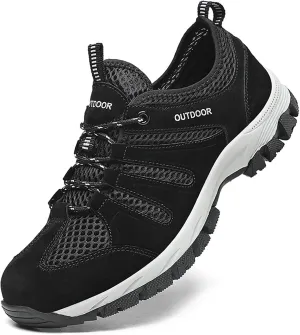Men's Suede Lace Up Mesh Hiking Shoes,Breathable Non-Slip Outdoor Casual Climbing Sneakers Lightweight Comfortable Trekking Trail Shoes