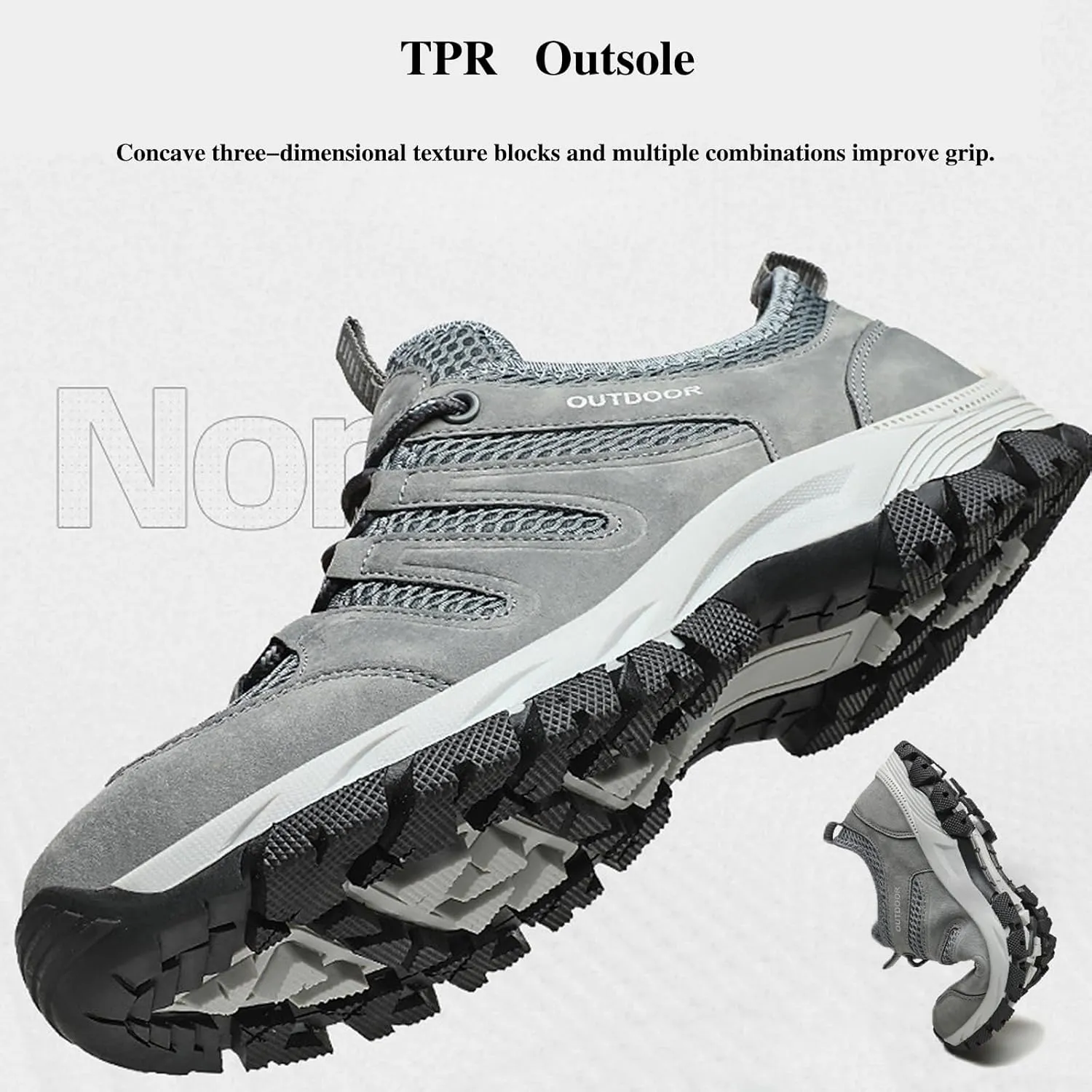 Men's Suede Lace Up Mesh Hiking Shoes,Breathable Non-Slip Outdoor Casual Climbing Sneakers Lightweight Comfortable Trekking Trail Shoes