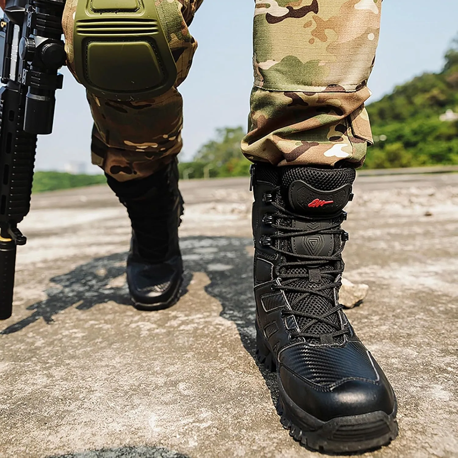 Men's Waterproof Tactical Boots Lace Up Breathable High Top Boots Military Army Outdoor Shoes For Hiking Climbing