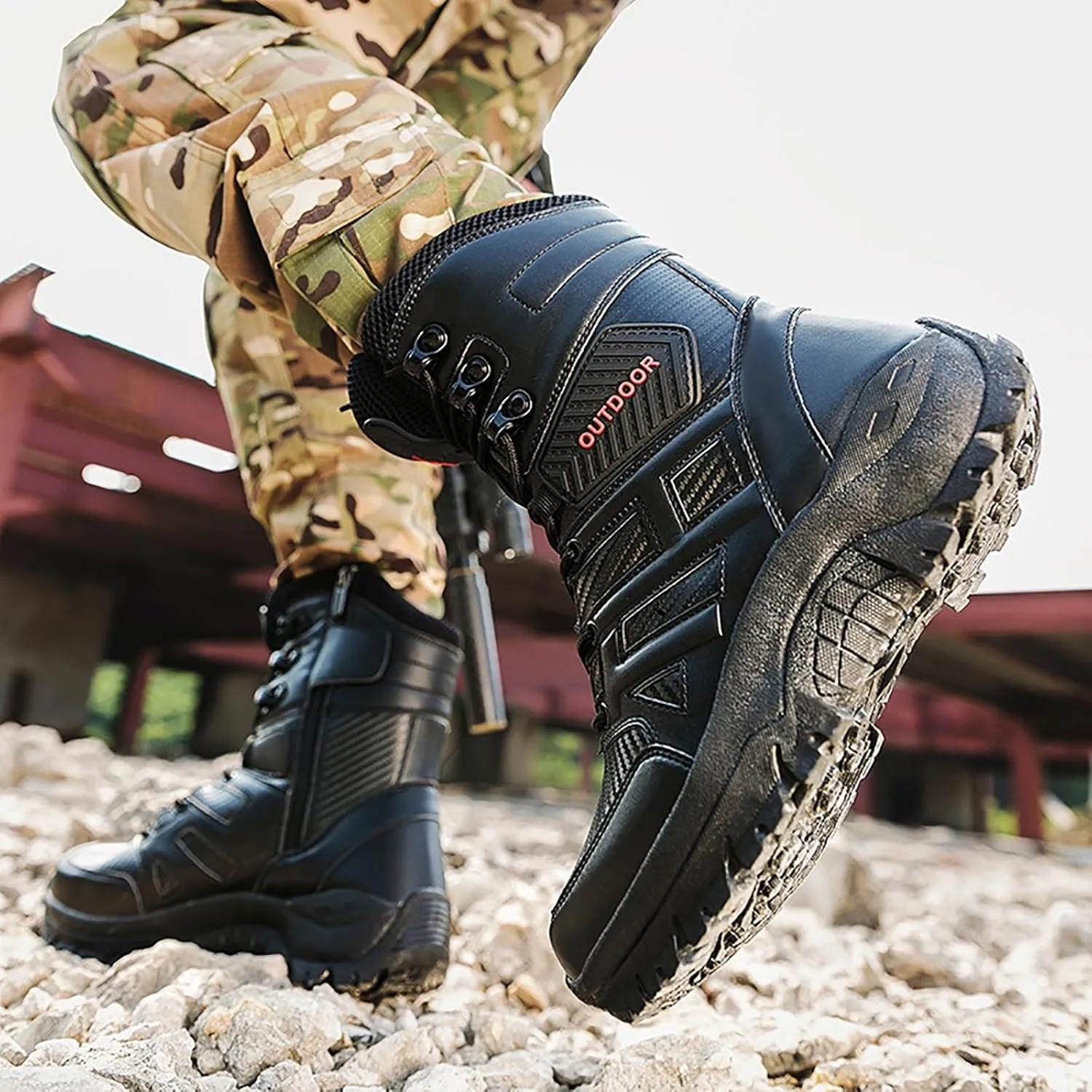 Men's Waterproof Tactical Boots Lace Up Breathable High Top Boots Military Army Outdoor Shoes For Hiking Climbing
