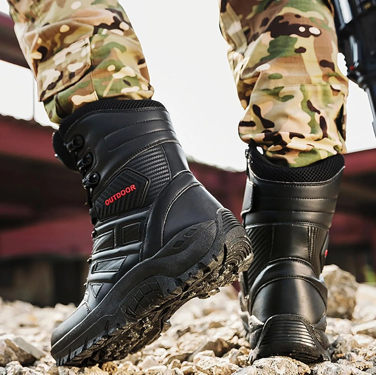 Men's Waterproof Tactical Boots Lace Up Breathable High Top Boots Military Army Outdoor Shoes For Hiking Climbing
