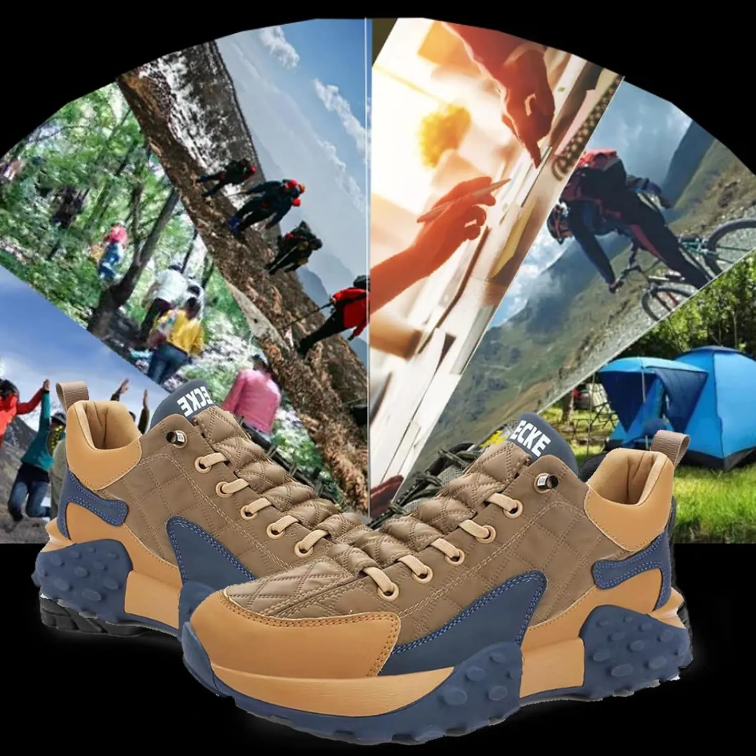 Men's Wide Foot Orthopedic Shoes, Waterproof, Non-Slip, Breathable Low-Top Hiking Shoes for Walking, Tennis, Basketball, Sports