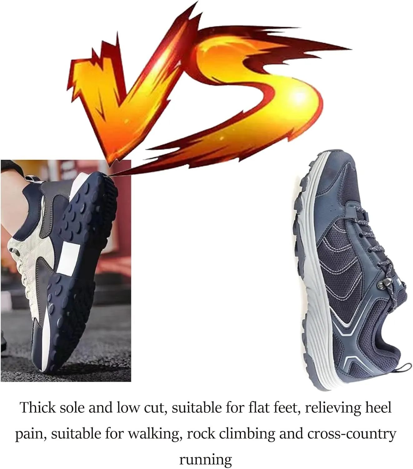 Men's Wide Foot Orthopedic Shoes, Waterproof, Non-Slip, Breathable Low-Top Hiking Shoes for Walking, Tennis, Basketball, Sports