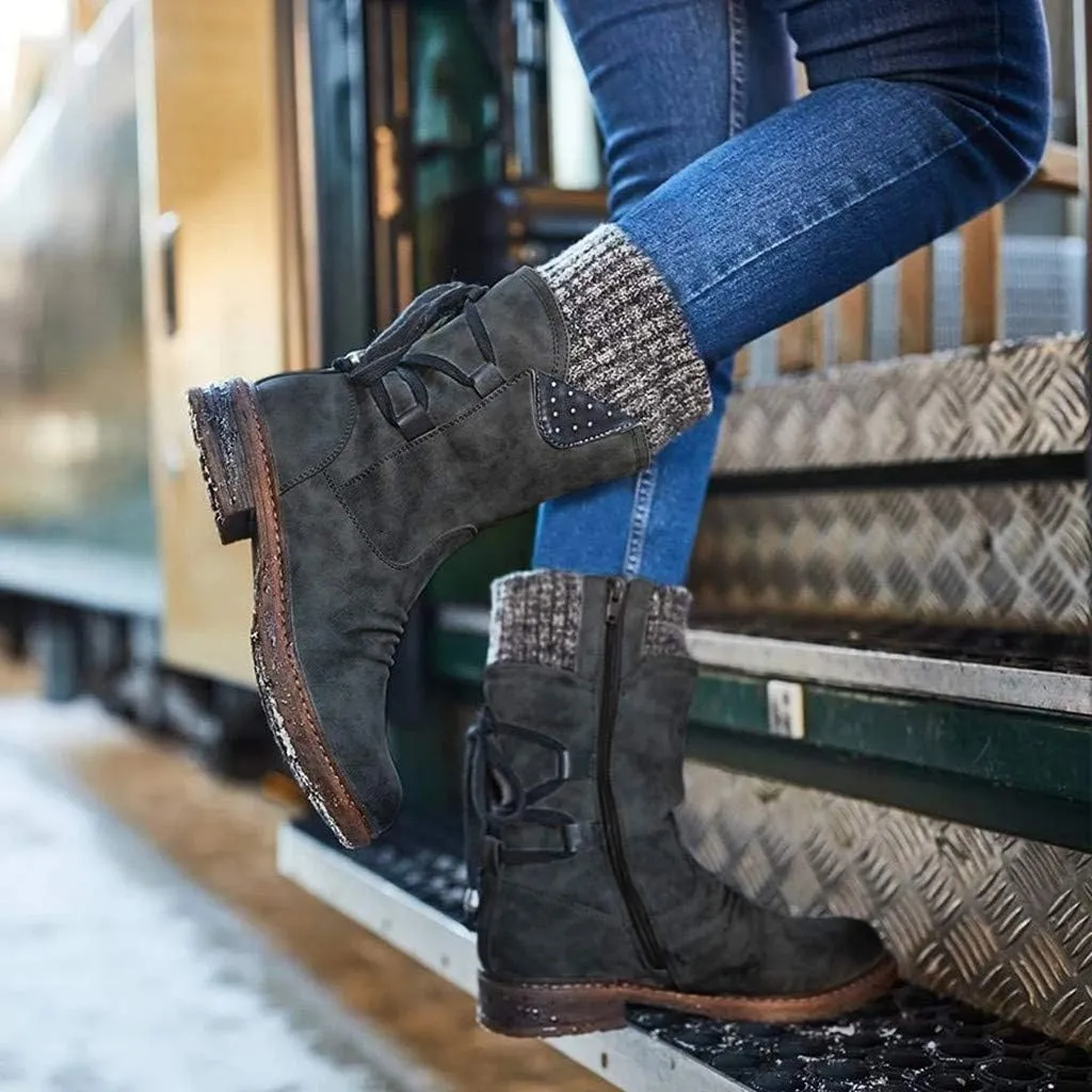 Mid Calf Winter Boots for Women Waterproof with Zipper Size 9.5 Wide Non Slip Winter Boots Waterproof Womens Black Winter Boots Size 11 Women's Black Wedge Winter Boots Botas De Trabajo Para Nieve