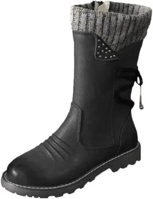 Mid Calf Winter Boots for Women Waterproof with Zipper Size 9.5 Wide Non Slip Winter Boots Waterproof Womens Black Winter Boots Size 11 Women's Black Wedge Winter Boots Botas De Trabajo Para Nieve