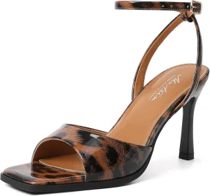 Mostrin Heels for Women Square Open Toe Heeled Sandals Ankle Strap Sexy Peep Toe High Heels for Party, Prom, Wedding Dressy Pumps Shoes