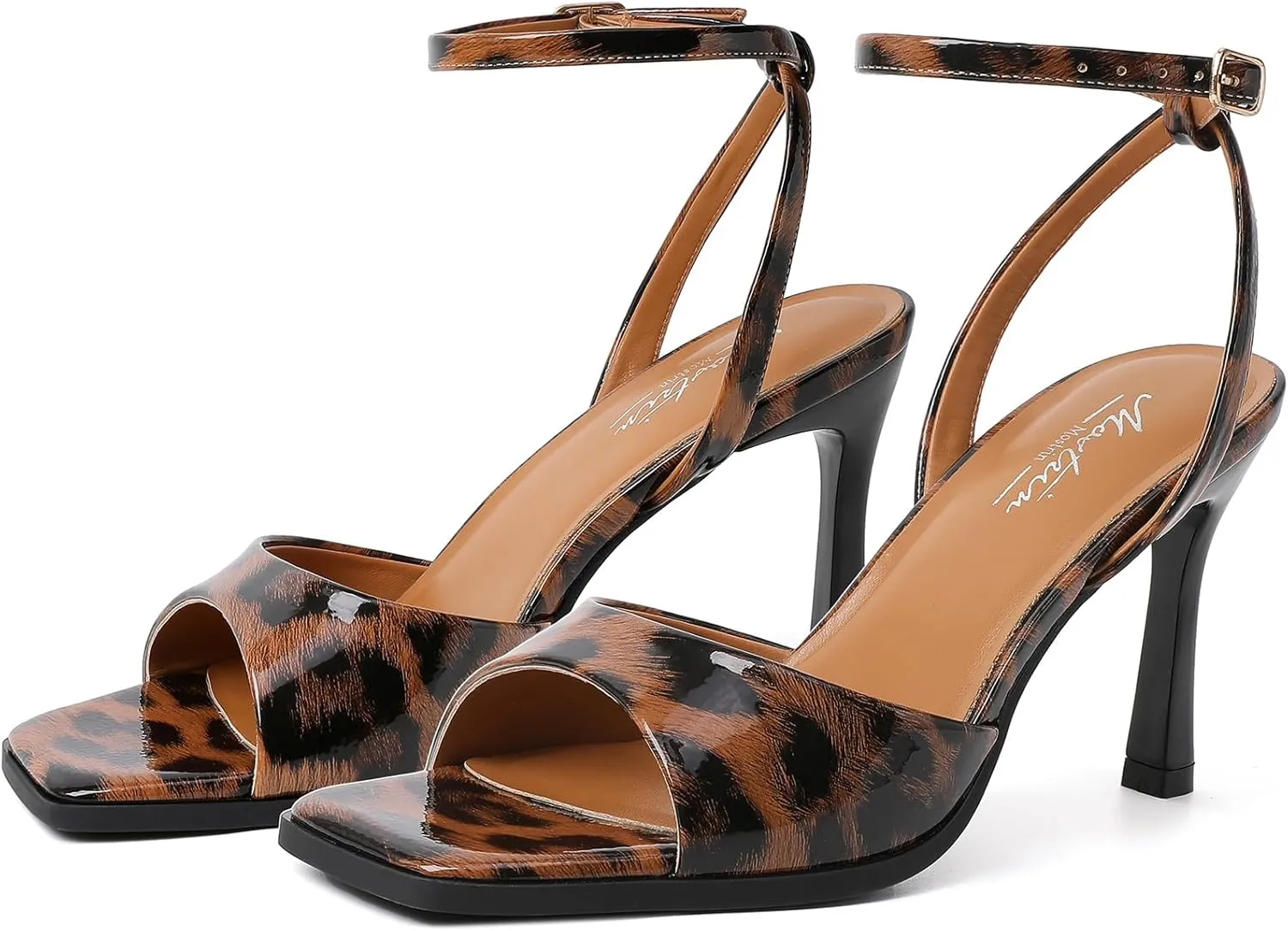 Mostrin Heels for Women Square Open Toe Heeled Sandals Ankle Strap Sexy Peep Toe High Heels for Party, Prom, Wedding Dressy Pumps Shoes