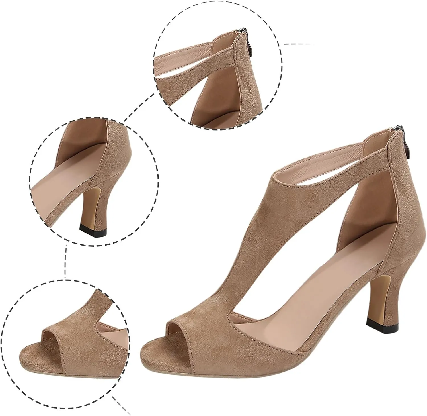 Nevriz Orthopedic High Heels for Women Leather High Heels Orthopedic Shoes Open Toe Heel Sandals Dressy Casual Pump