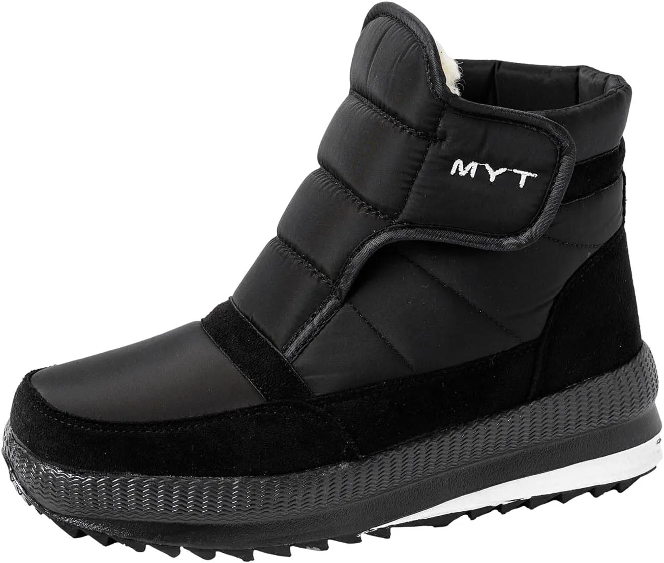 oiangi Snow Boots for Women Waterproof Fashion Round Toe Quiltied Thick Fluff Warm Flat Casual Ankle Boots Winter Solid Outdoor Non-slip Platform Shoes