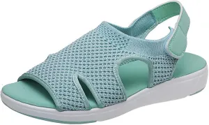 oiangi Summer Sandals for Women Platform Fashion Breathable Mesh Walking Shoes Solid Color Casual Comfortable Elastic Knit Slingback Ladies Shoes