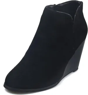 oiangi womens booties and ankle boots Fashion round toe Zipper Suede Casual Wedge Platform high heels Comfortable waterproof Work Chunky shoes