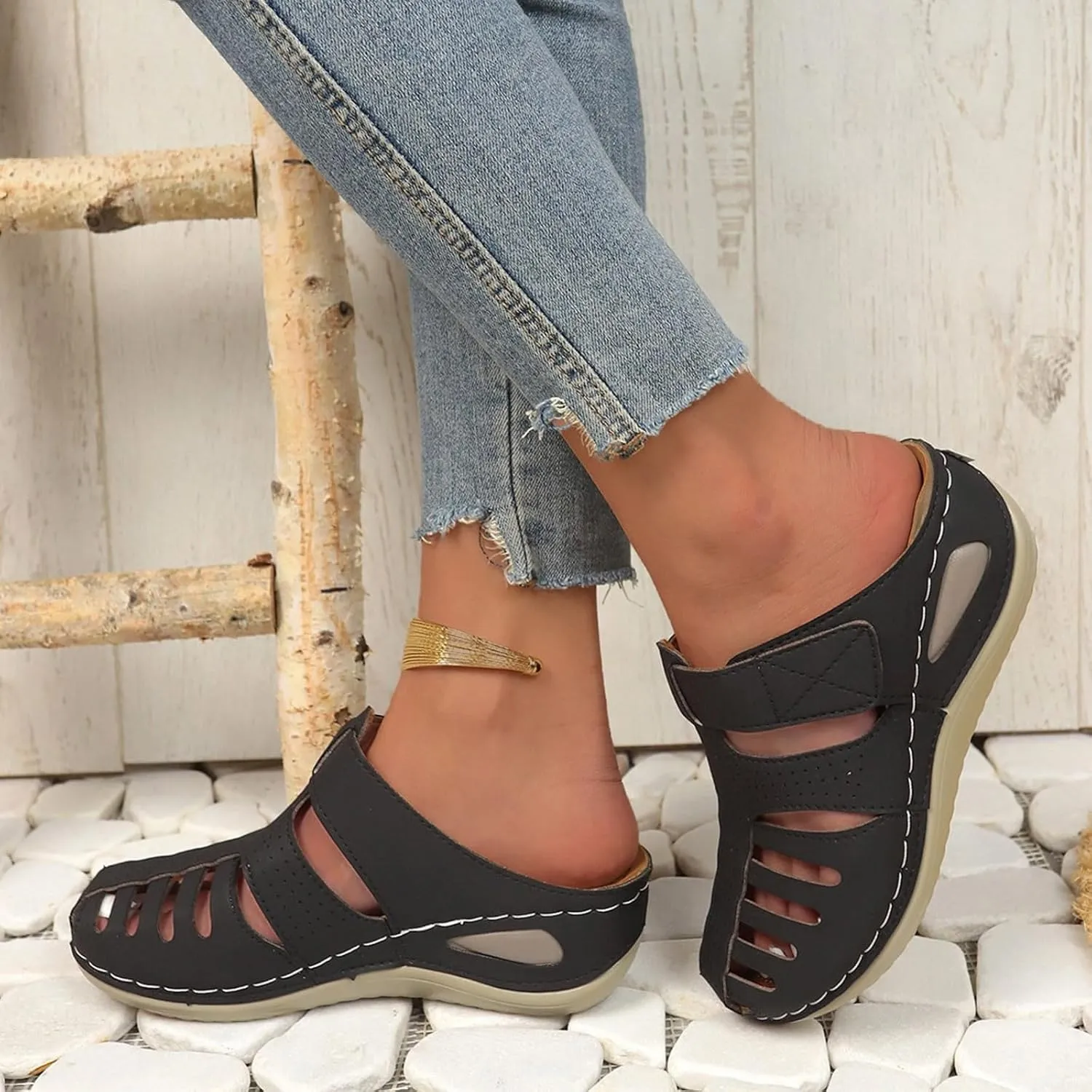 Orthopedic Clogs for Women Wedge Shoes Breathable Mesh Closed Toe Fisherman Platform Sandals Bohemia Gladiator Outdoor Sandal