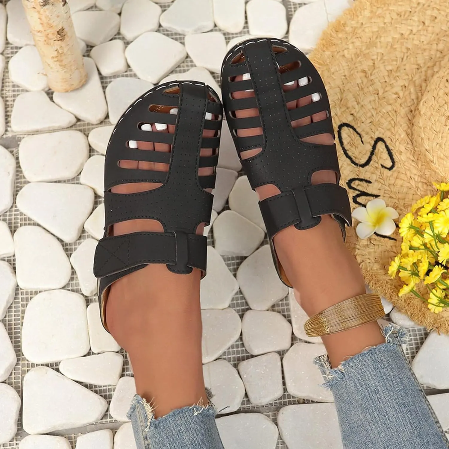 Orthopedic Clogs for Women Wedge Shoes Breathable Mesh Closed Toe Fisherman Platform Sandals Bohemia Gladiator Outdoor Sandal