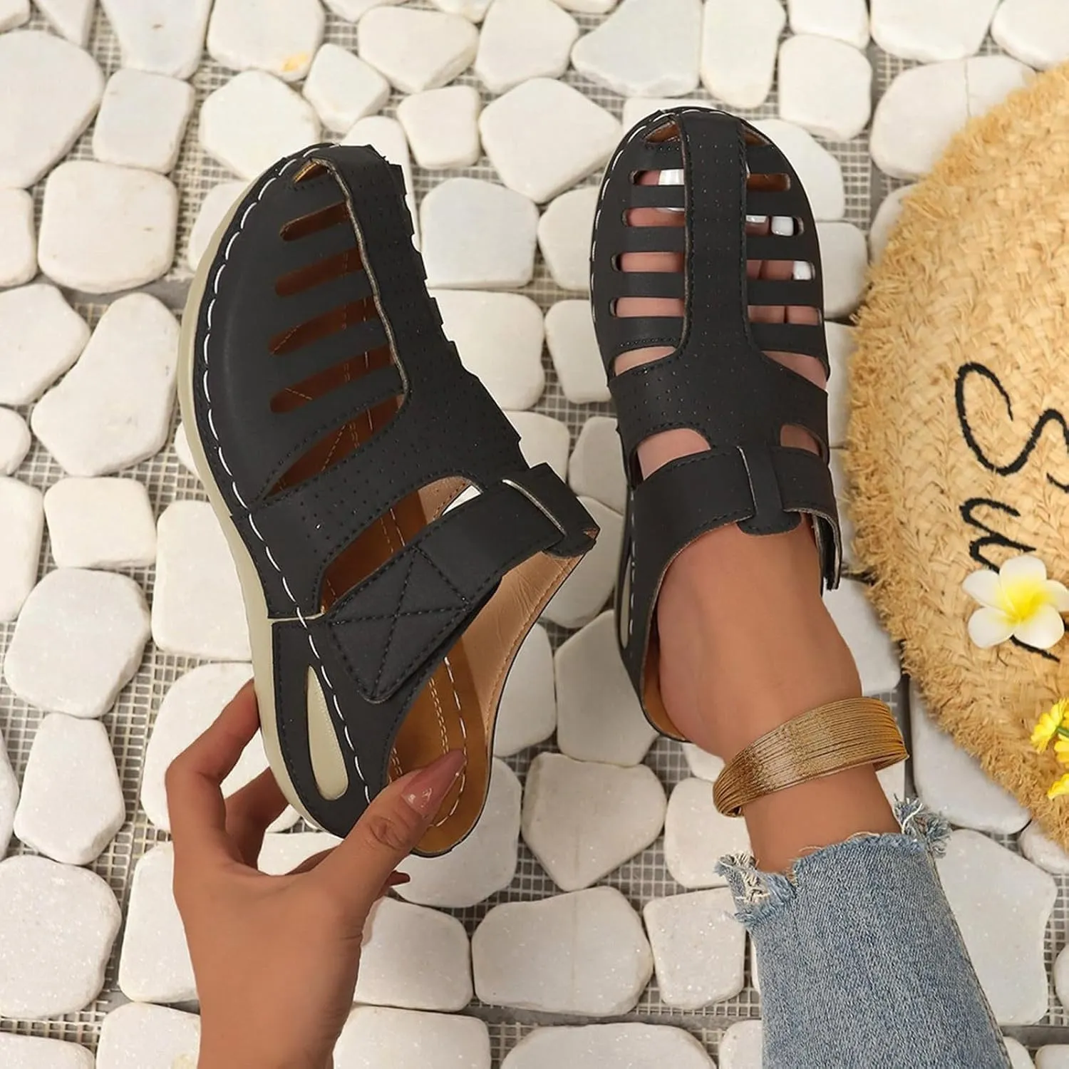 Orthopedic Clogs for Women Wedge Shoes Breathable Mesh Closed Toe Fisherman Platform Sandals Bohemia Gladiator Outdoor Sandal