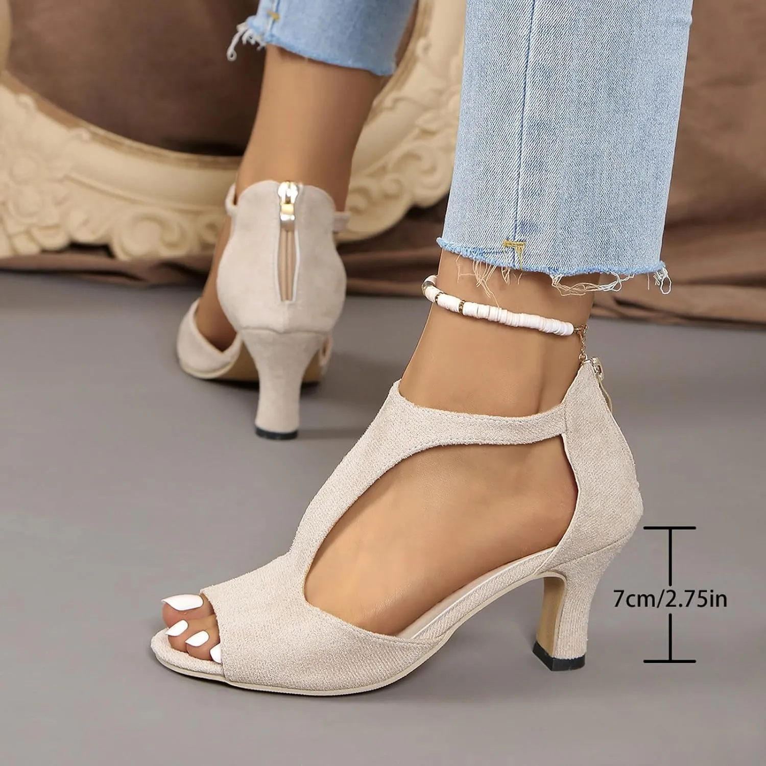 Orthopedic High Heels,Leather High Heels, 2025 Open Toe Pump Heel Sandals Dressy Casual, Beach Boho Outdoor Shoes