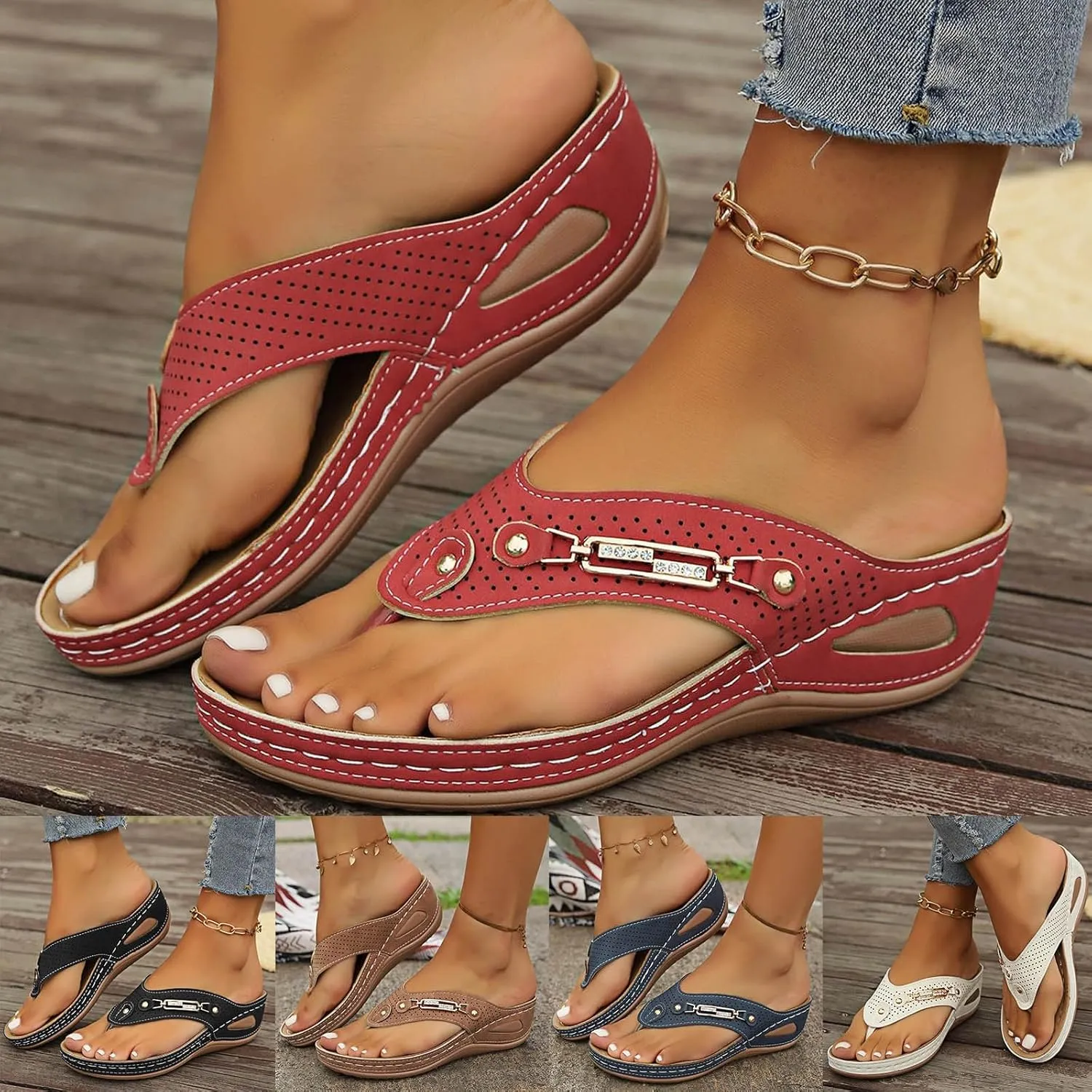 Orthopedic Sandals, Breathable Mesh Sports Sandals With Non-Slip Sole, Women's Thick-Soled Wedge Heel Slippers