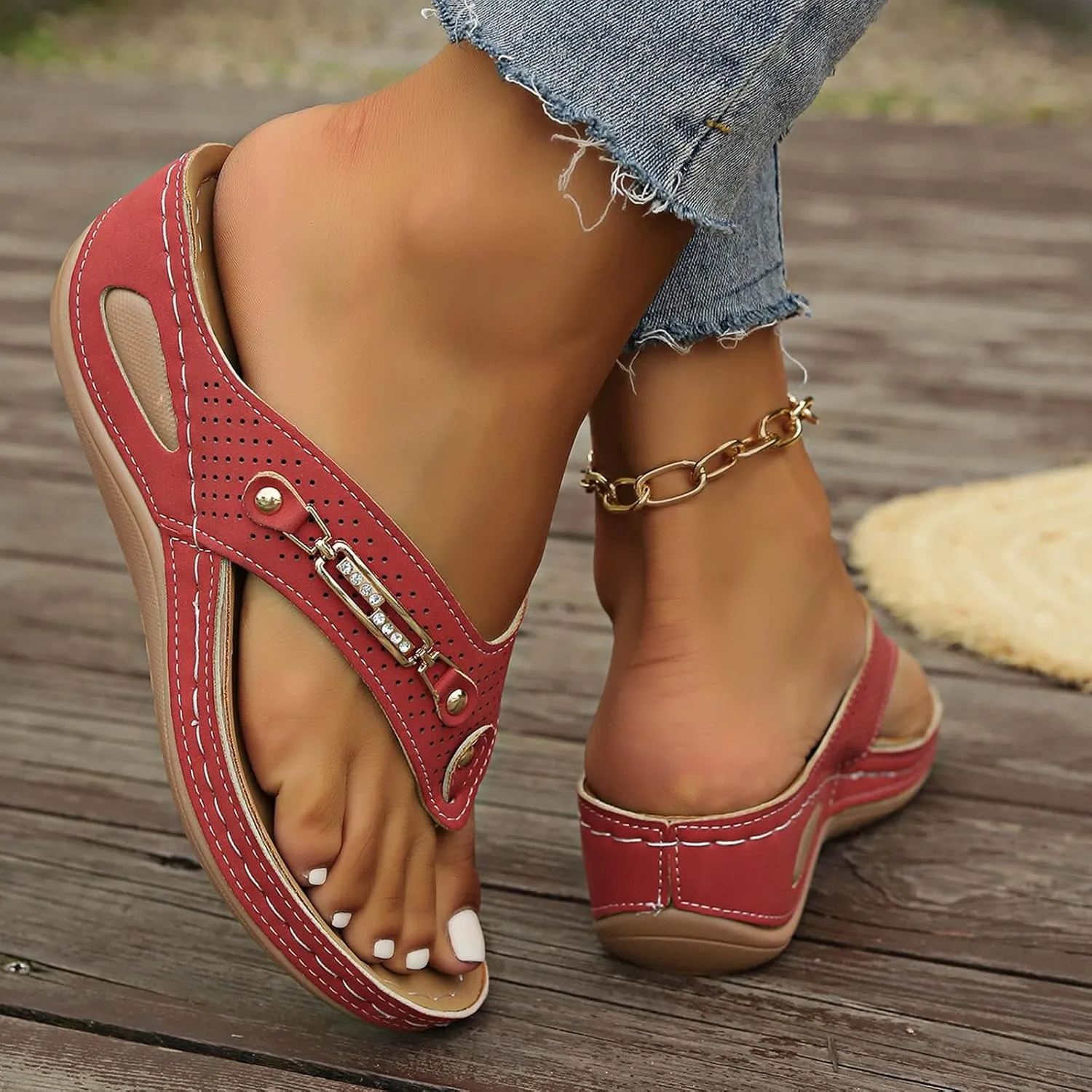 Orthopedic Sandals, Breathable Mesh Sports Sandals With Non-Slip Sole, Women's Thick-Soled Wedge Heel Slippers