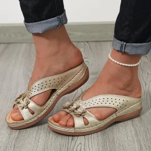 Orthopedic Sandals for Women 2025 Casual Comfortable Wedge Walking Shoes with Arch Support Summer Dressy Cushion Footbed Platform Thong Slip on Beach Slippers Slides