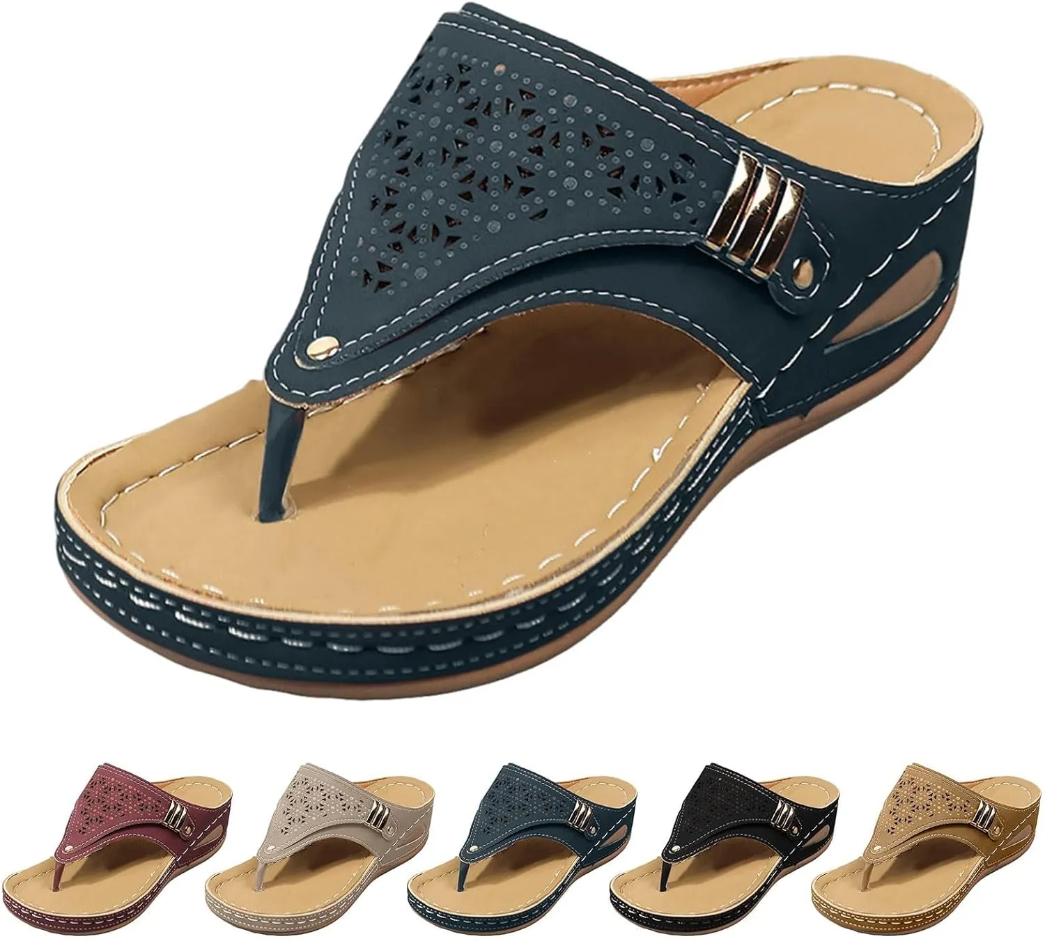 Orthopedic Sandals for Women 2025 Dressy Comfortable Arch Support Wedge Thong Sandals Non Slip Flip Flops Summer Shoes